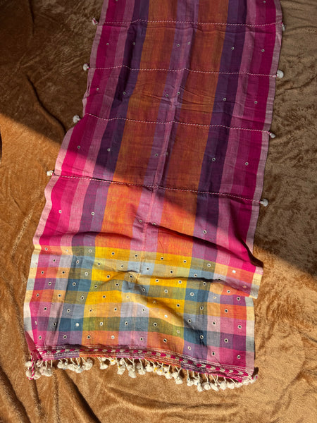 Viraasat - Bhujodi handwoven organic kala cotton stole