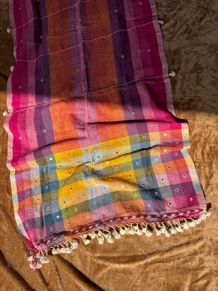 Viraasat - Bhujodi handwoven organic kala cotton stole
