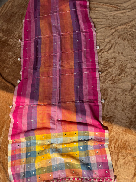 Viraasat - Bhujodi handwoven organic kala cotton stole