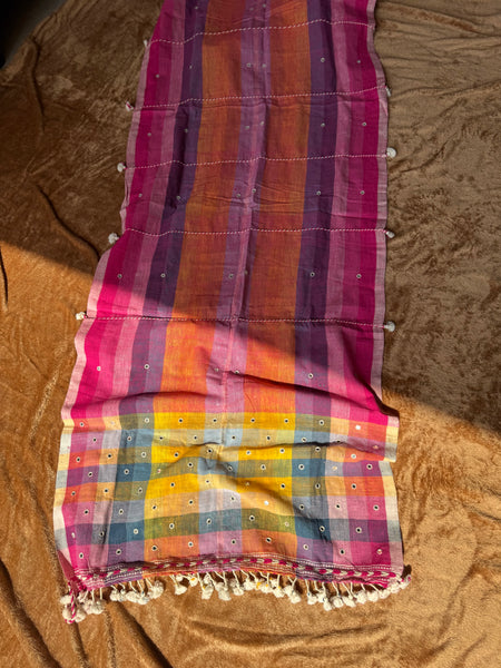 Viraasat - Bhujodi handwoven organic kala cotton stole
