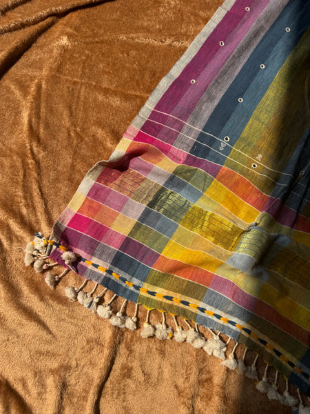 Viraasat - Bhujodi handwoven organic kala cotton stole