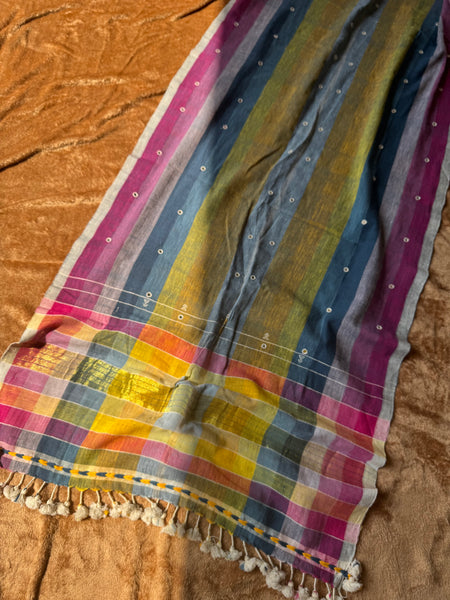 Viraasat - Bhujodi handwoven organic kala cotton stole