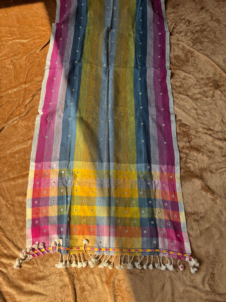Viraasat - Bhujodi handwoven organic kala cotton stole