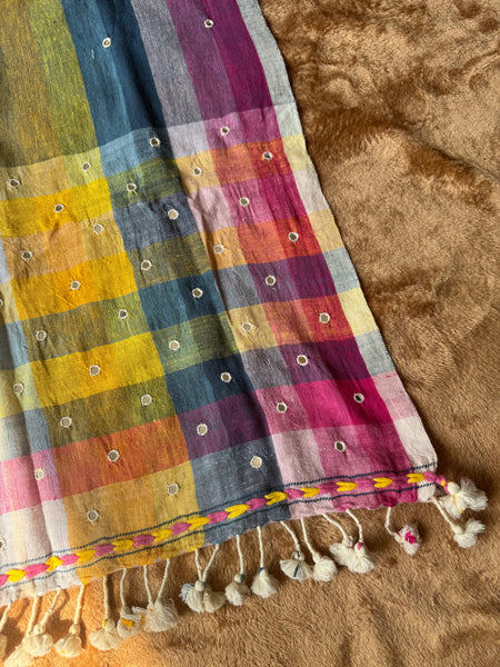Viraasat - Bhujodi handwoven organic kala cotton stole