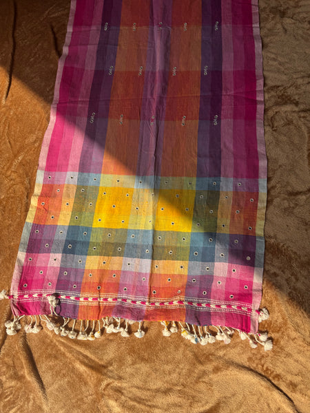Viraasat - Bhujodi handwoven organic kala cotton stole