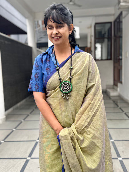 Handloom Pure Cotton Saree With Embroidered Pallu