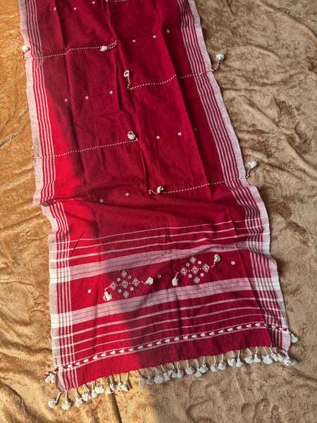 Viraasat - Bhujodi handwoven organic kala cotton stole