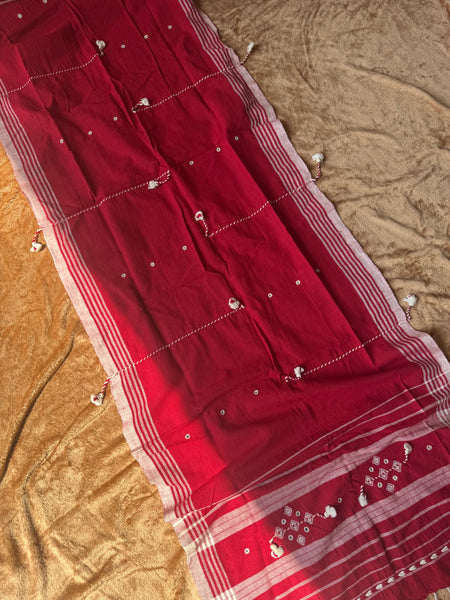 Viraasat - Bhujodi handwoven organic kala cotton stole