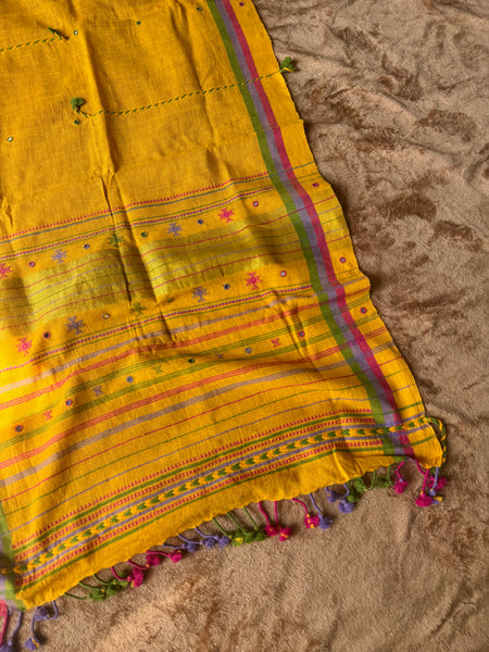 Viraasat - Bhujodi handwoven organic kala cotton stole