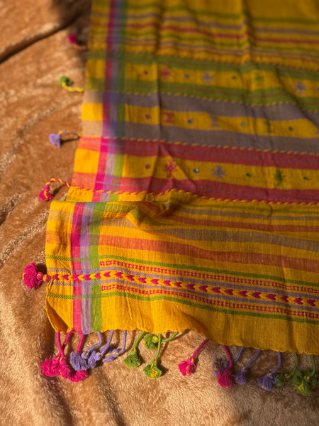 Viraasat - Bhujodi handwoven organic kala cotton stole