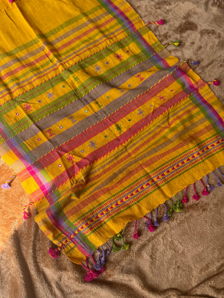 Viraasat - Bhujodi handwoven organic kala cotton stole