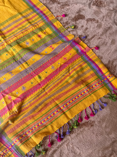 Viraasat - Bhujodi handwoven organic kala cotton stole