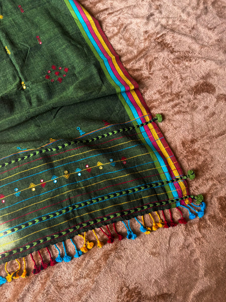 Viraasat - Bhujodi handwoven organic kala cotton stole
