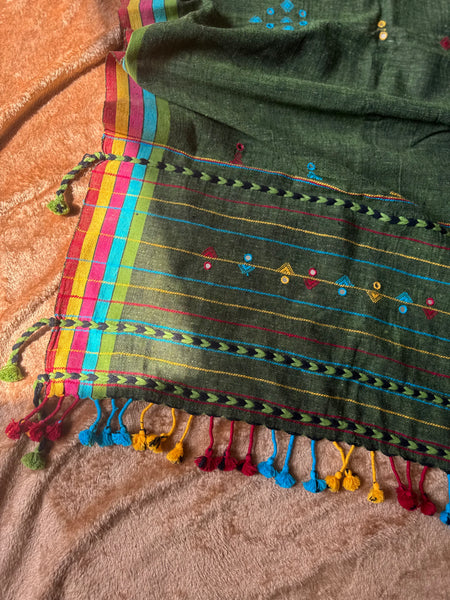 Viraasat - Bhujodi handwoven organic kala cotton stole