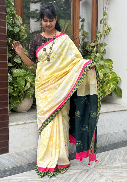 Embroidered Patchwork Cotton Saree