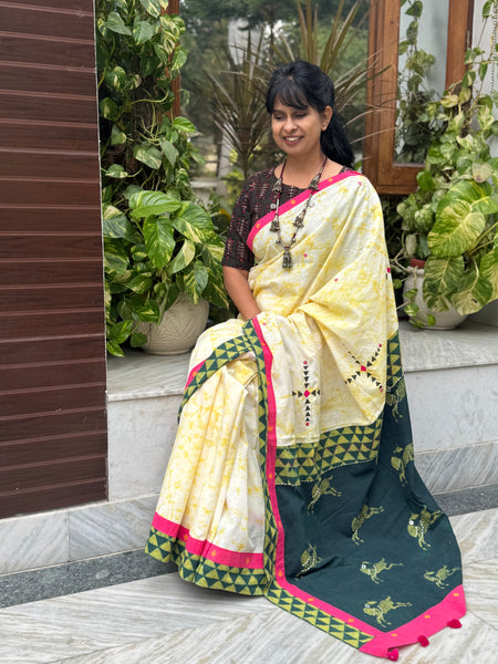 Embroidered Patchwork Cotton Saree