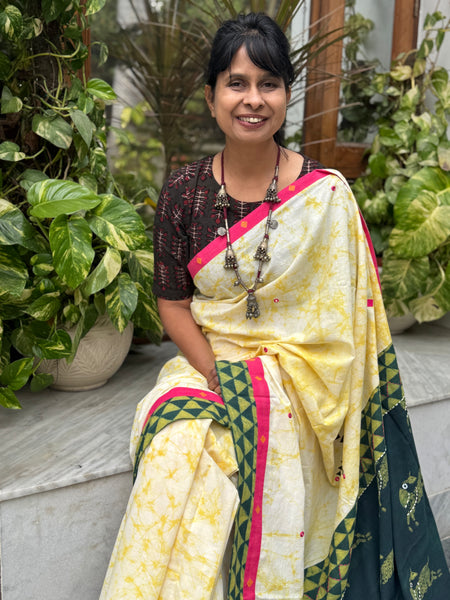 Embroidered Patchwork Cotton Saree