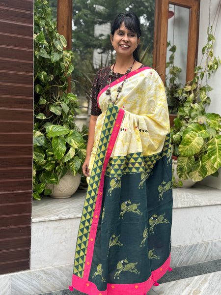Embroidered Patchwork Cotton Saree