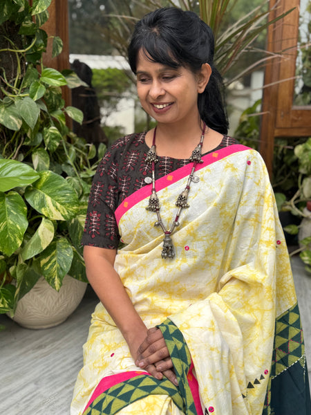 Embroidered Patchwork Cotton Saree