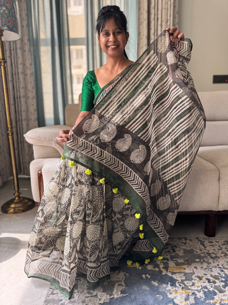 Breeze Edit -Blockprinted kota Doria Saree