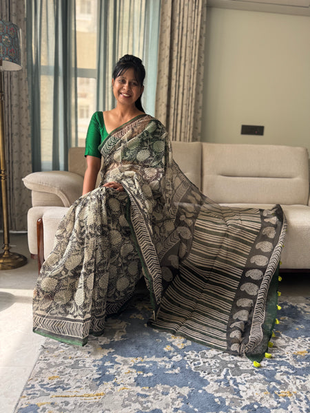 Breeze Edit -Blockprinted kota Doria Saree
