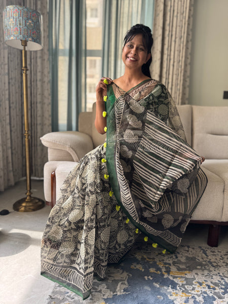 Breeze Edit -Blockprinted kota Doria Saree
