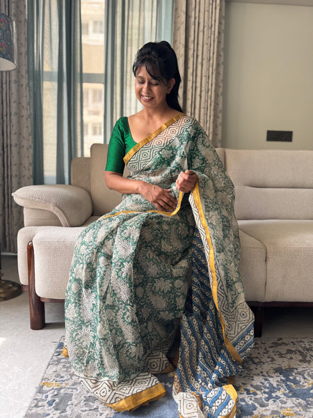Breeze Edit -Blockprinted kota Doria Saree
