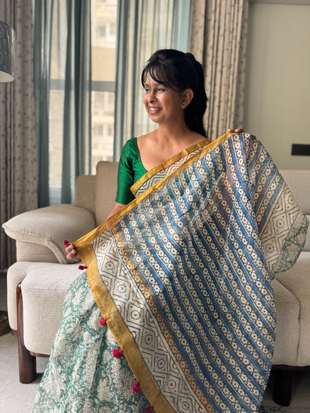 Breeze Edit -Blockprinted kota Doria Saree