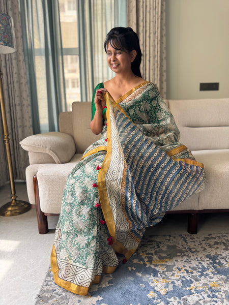 Breeze Edit -Blockprinted kota Doria Saree