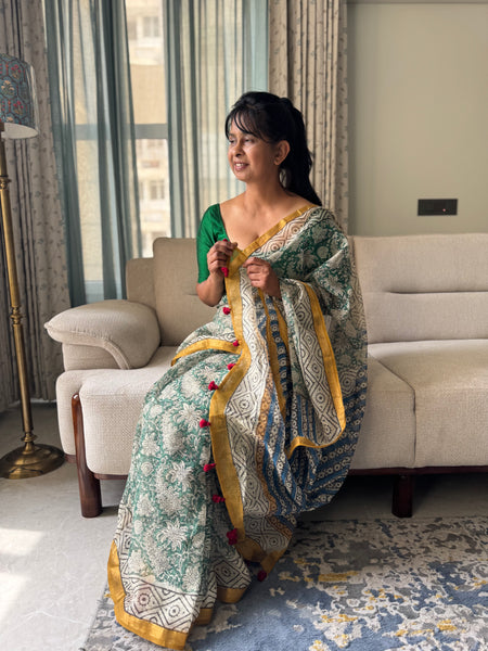 Breeze Edit -Blockprinted kota Doria Saree