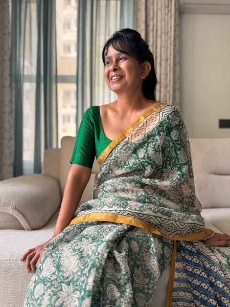 Breeze Edit -Blockprinted kota Doria Saree