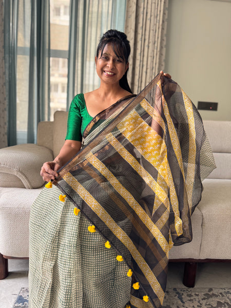 Breeze Edit -Blockprinted kota Doria Saree