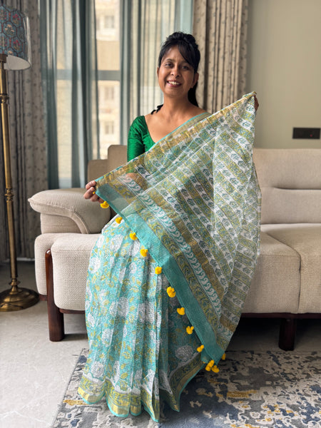 Breeze Edit -Blockprinted kota Doria Saree