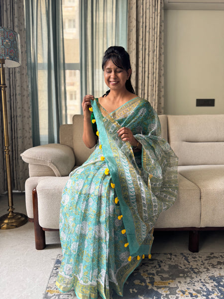Breeze Edit -Blockprinted kota Doria Saree
