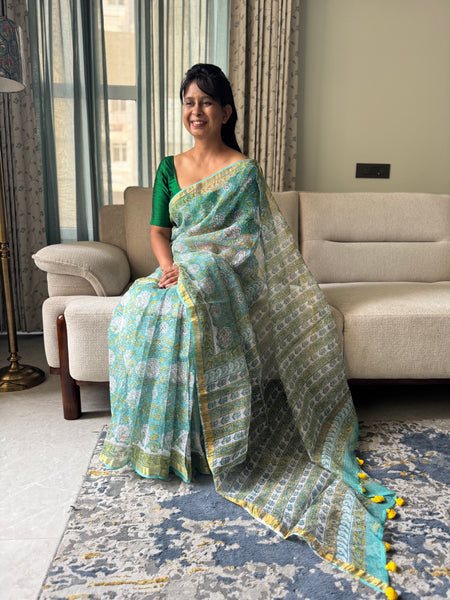 Breeze Edit -Blockprinted kota Doria Saree