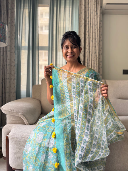 Breeze Edit -Blockprinted kota Doria Saree
