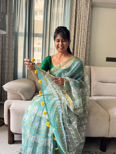 Breeze Edit -Blockprinted kota Doria Saree