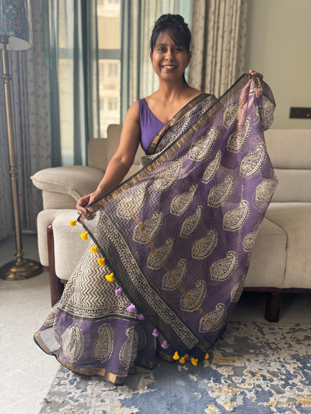 Breeze Edit -Blockprinted kota Doria Saree