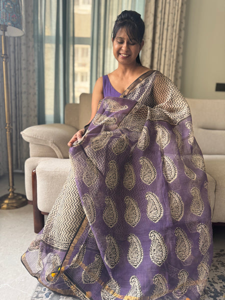 Breeze Edit -Blockprinted kota Doria Saree