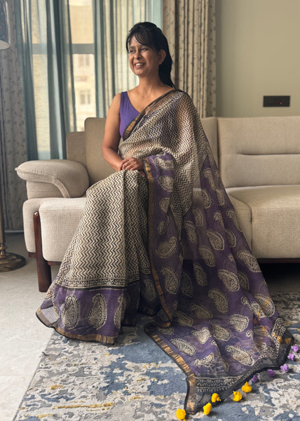 Breeze Edit -Blockprinted kota Doria Saree