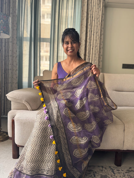Breeze Edit -Blockprinted kota Doria Saree