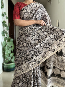 Kalamkari blockprinted chennuri silk saree