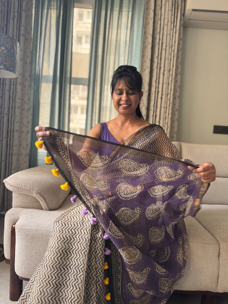 Breeze Edit -Blockprinted kota Doria Saree
