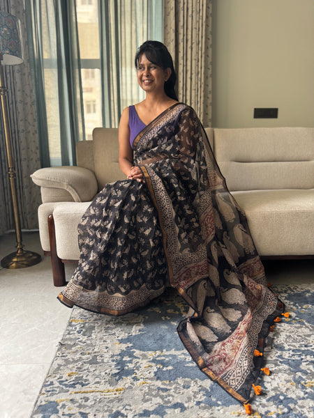 Breeze Edit -Blockprinted kota Doria Saree