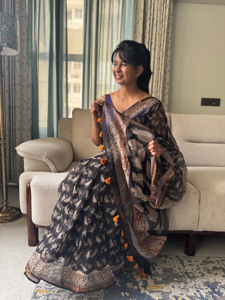 Breeze Edit -Blockprinted kota Doria Saree