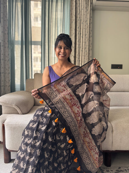 Breeze Edit -Blockprinted kota Doria Saree
