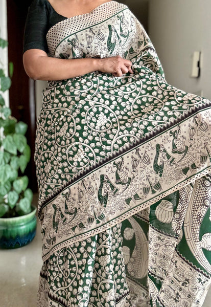 Kalamkari printed chennuri silk saree