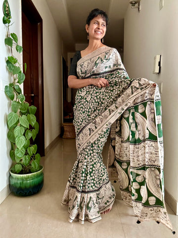 Kalamkari printed chennuri silk saree