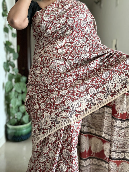 Kalamkari printed chennuri silk saree