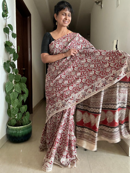 Kalamkari printed chennuri silk saree